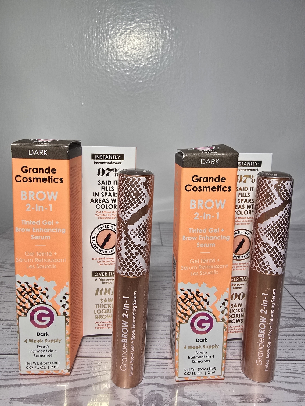 Grande Cosmetics Brow 2-In-1 Tinted Gel + Enhancing Serum Bundle